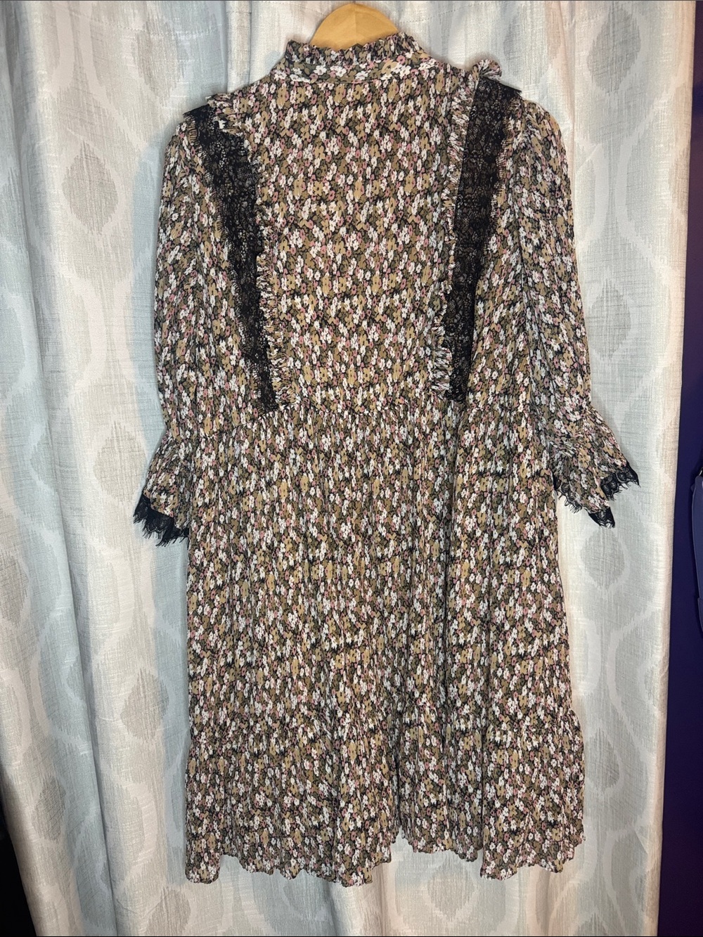 Sofie Schnoor Mini Dress Tan Black Floral Size XL - Picture 7 of 7